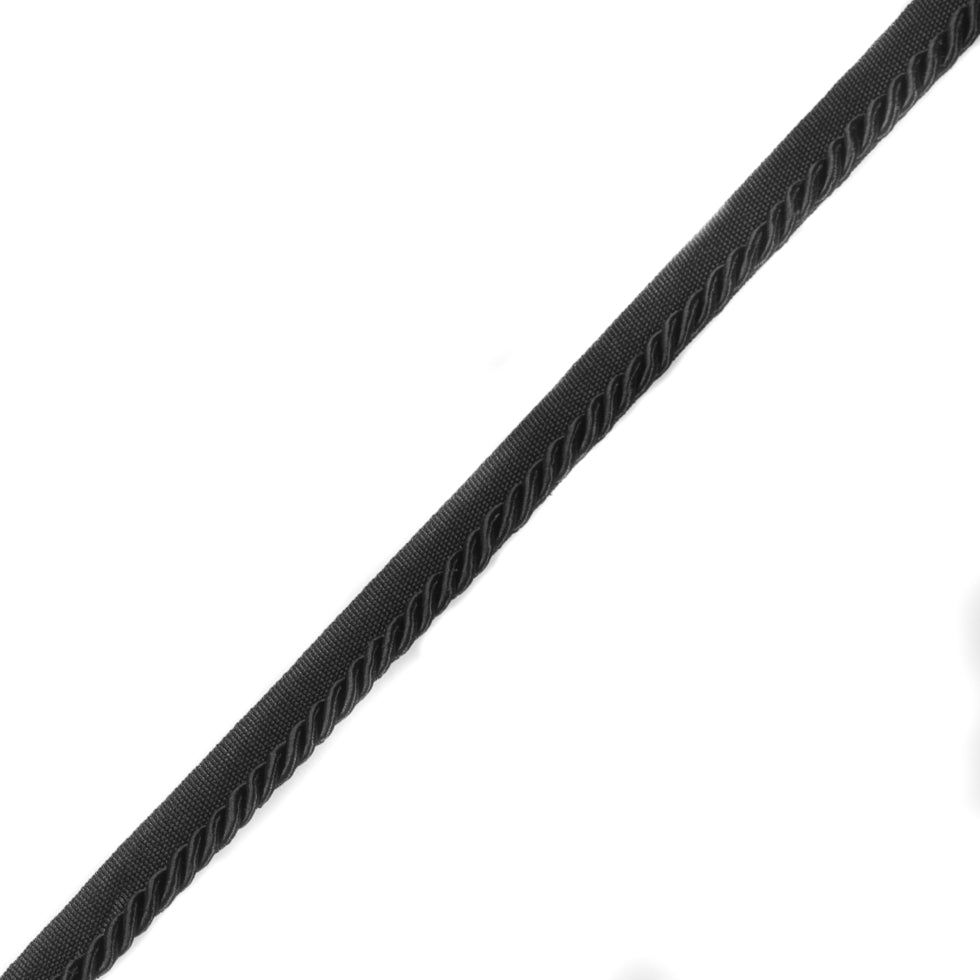 Black Cotton Blend Twisted Cord Trim - 0.25