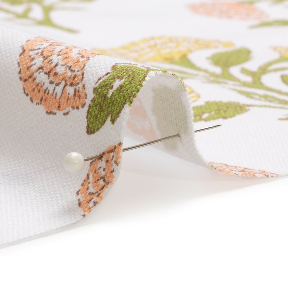 Coral, Yellow and Green Classic Floral Printed Cotton Canvas - Joann Fabrics