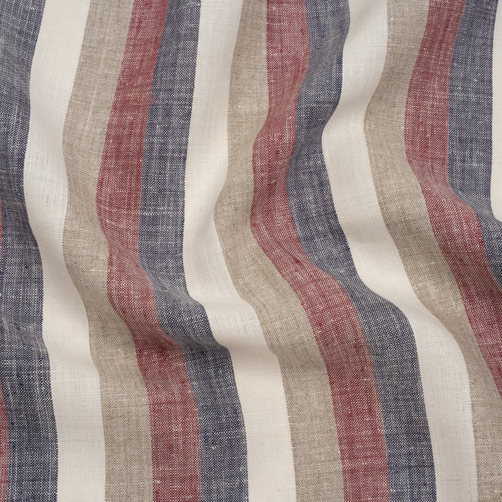 Heavyweight Linen Woven - Beige, Red and Blue Awning Stripes - Joann Fabrics