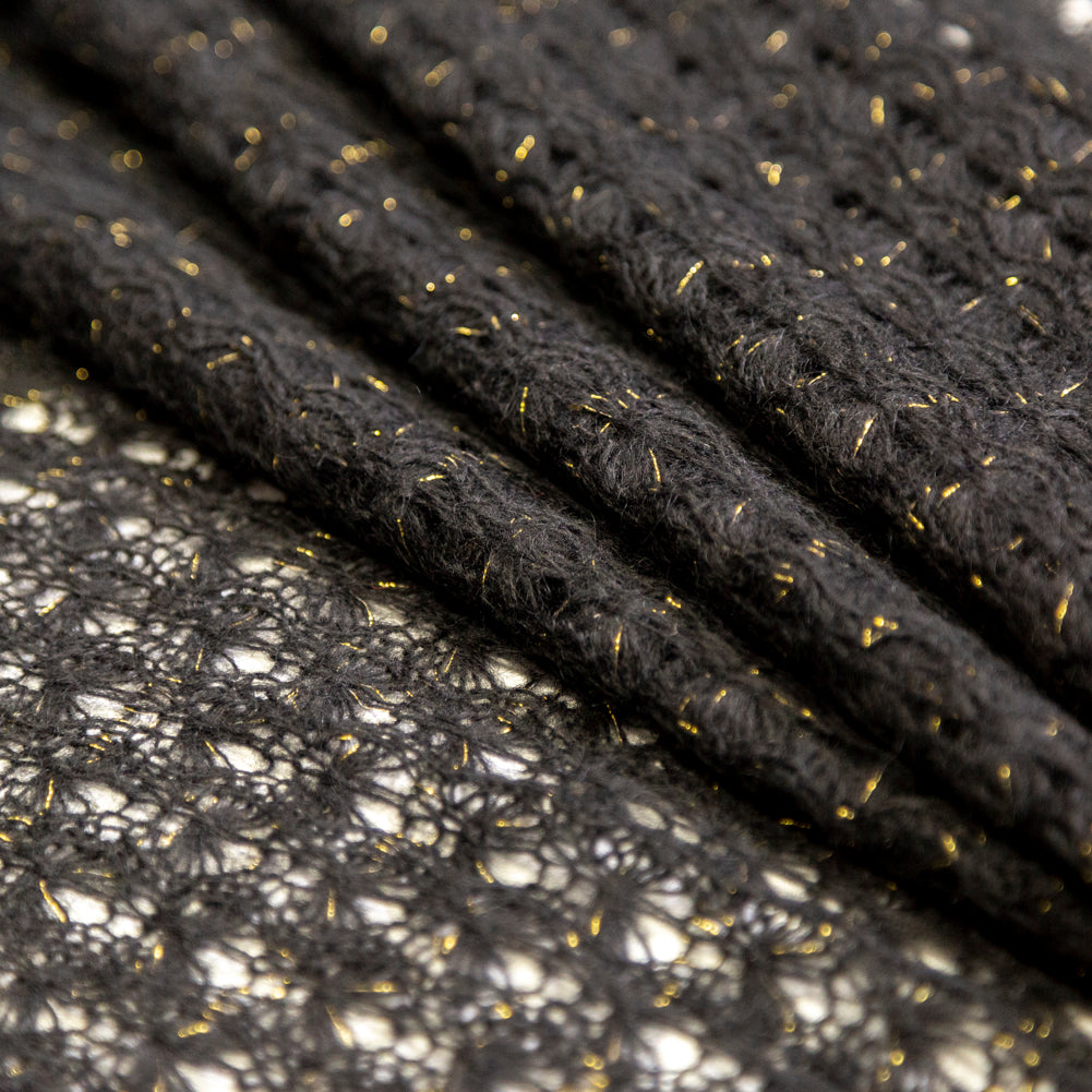 Black and Metallic Gold Blended Wool Crochet Lace - Joann Fabrics