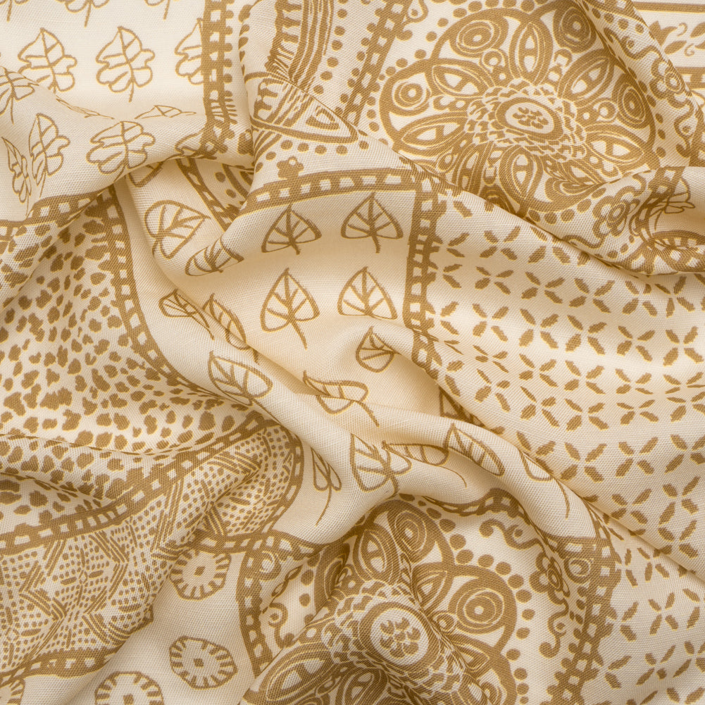Viscose and Linen Twill Panel - Beige Simple Motifs and Medallions - Mood Exclusive Patchwork Prowl - Joann Fabrics