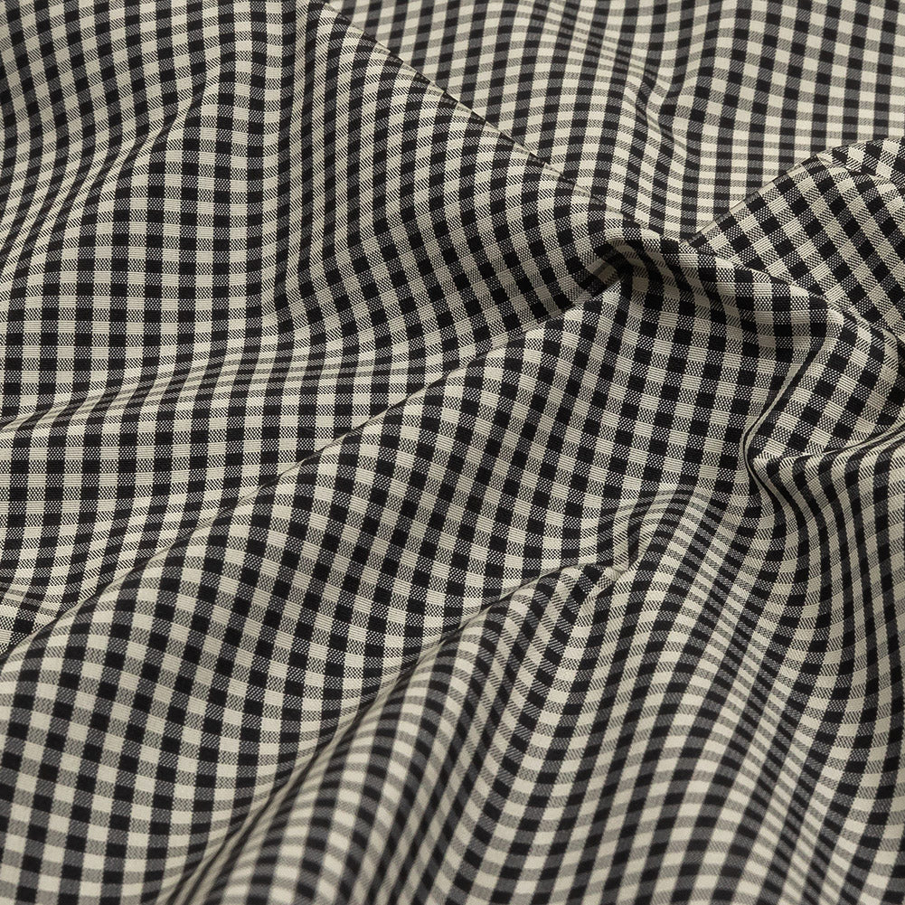 Black and Cream Little Checks Cotton and Polyester Shirting - Joann Fabrics