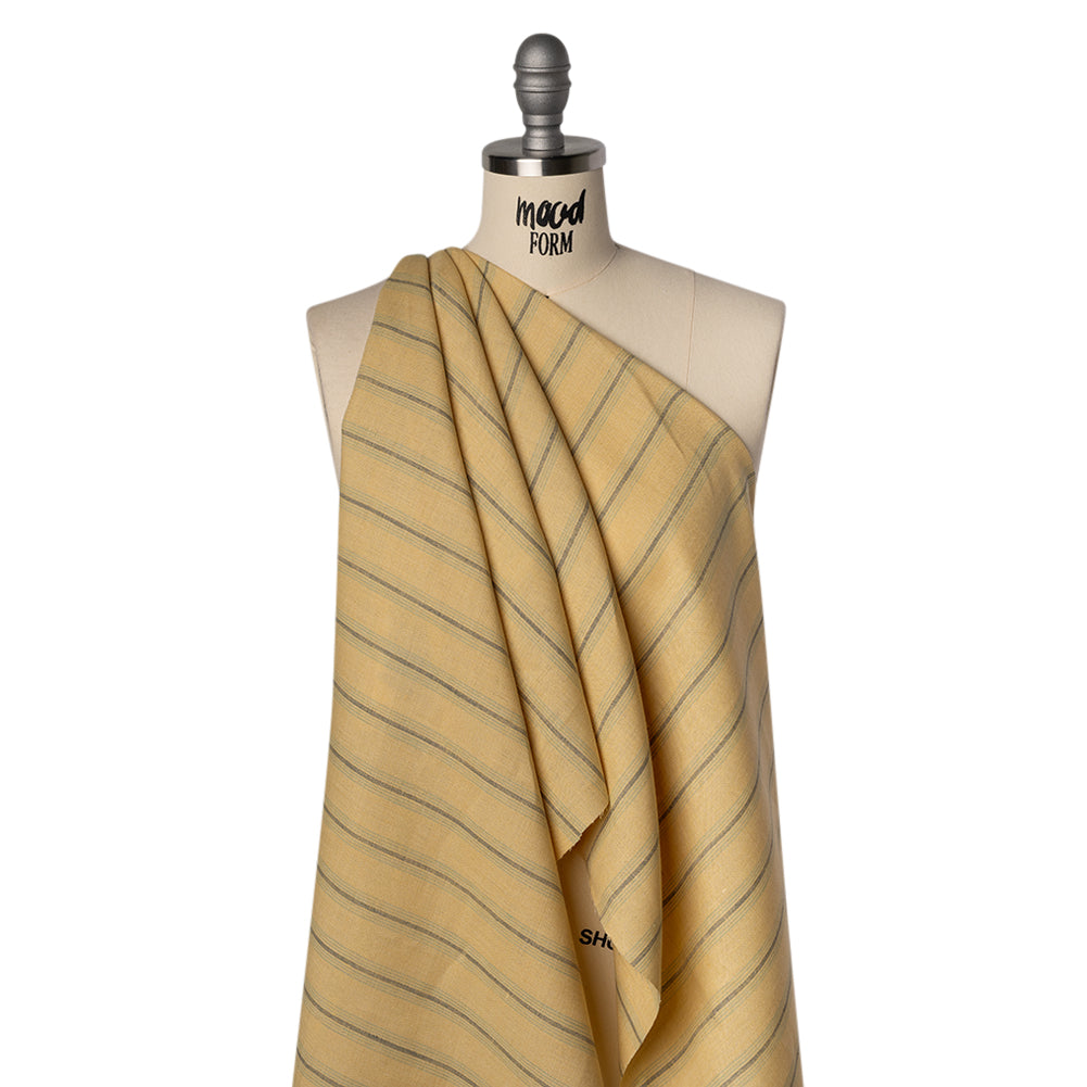 Medium Weight Linen Woven - Soft Yellow, Sage and Basil Green Stripes - Joann Fabrics