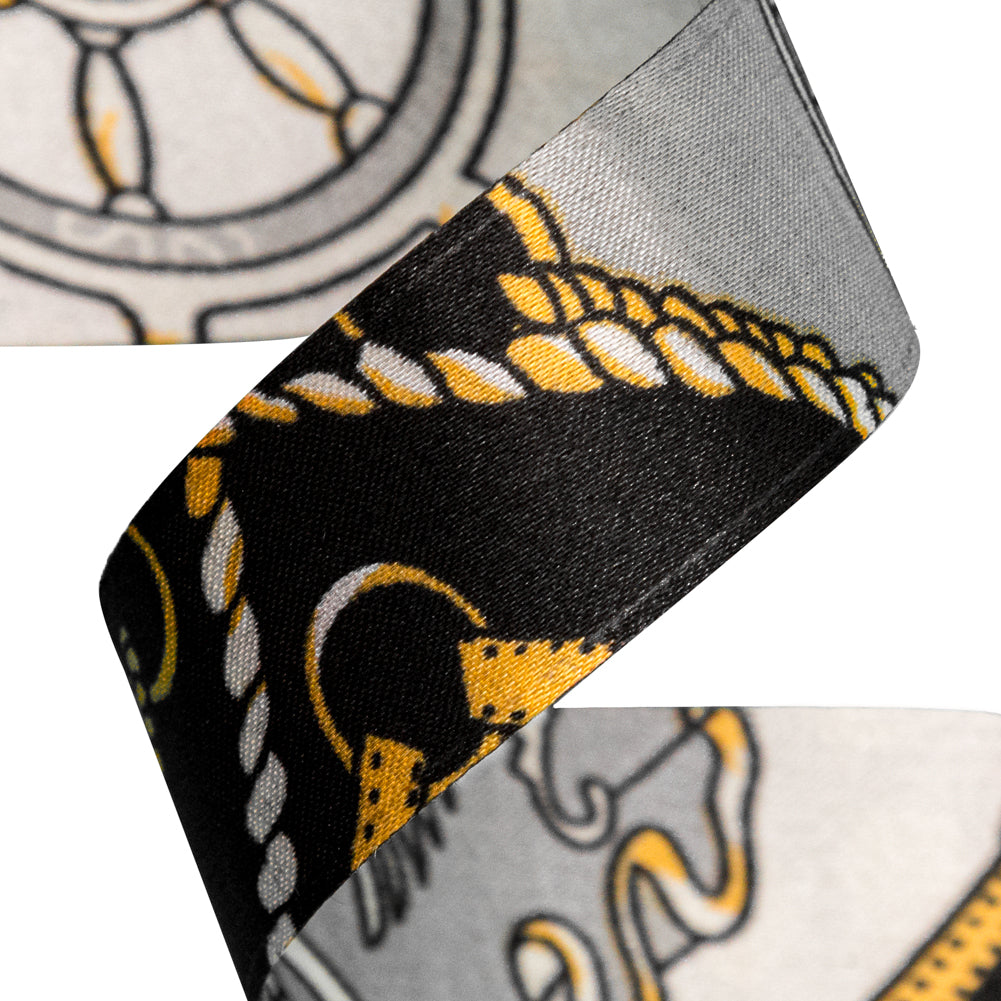Italian Flint Gray, Slate Black and Antique Gold Purse Straps and Chains Satin Ribbon - 1