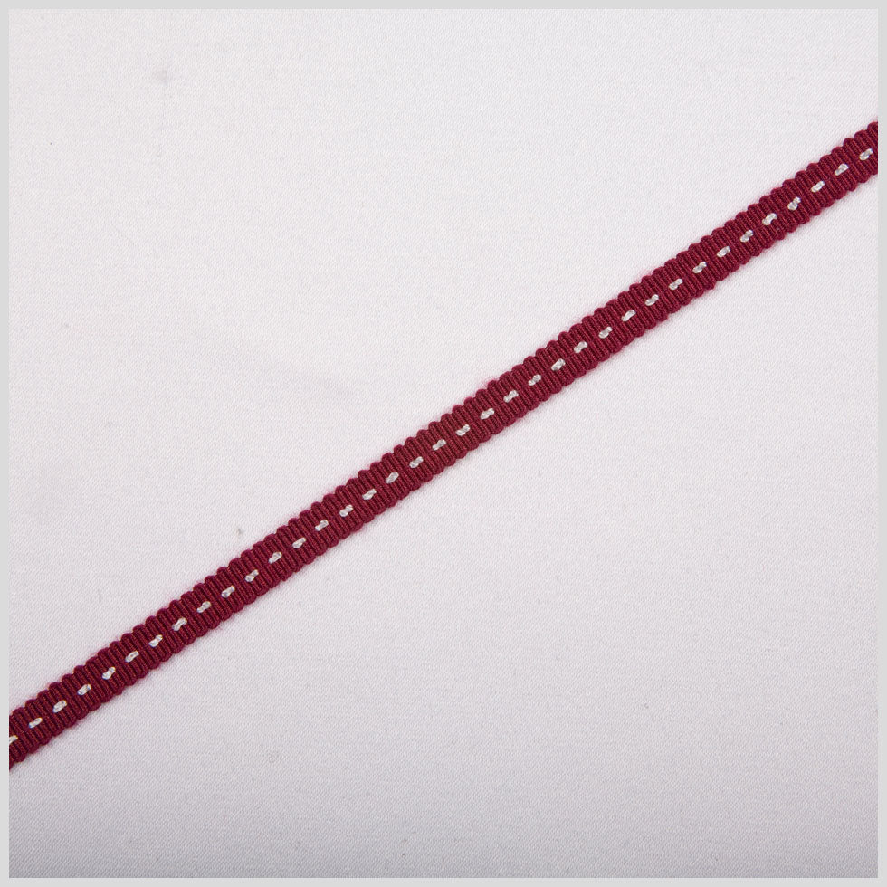 Wine Stitched Grosgrain Ribbon - 0.19
