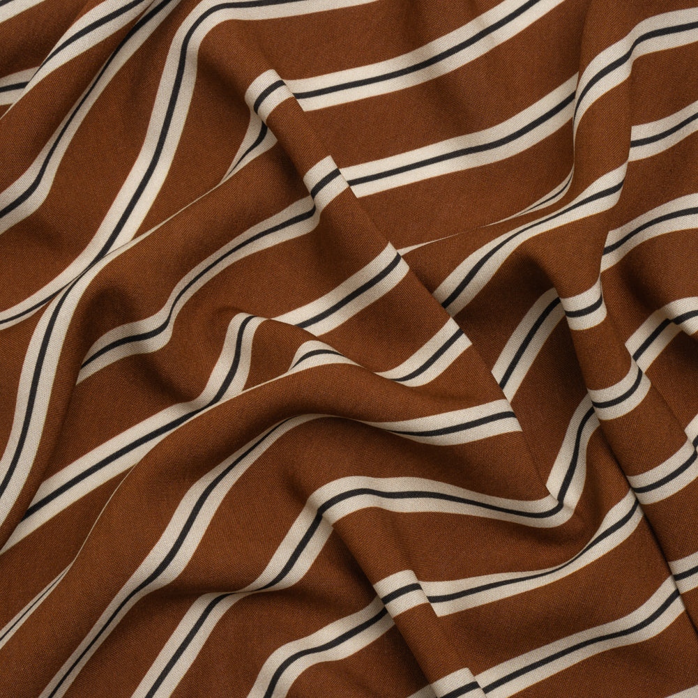 Mood Exclusive Brown Stripe Down Viscose Woven - Joann Fabrics