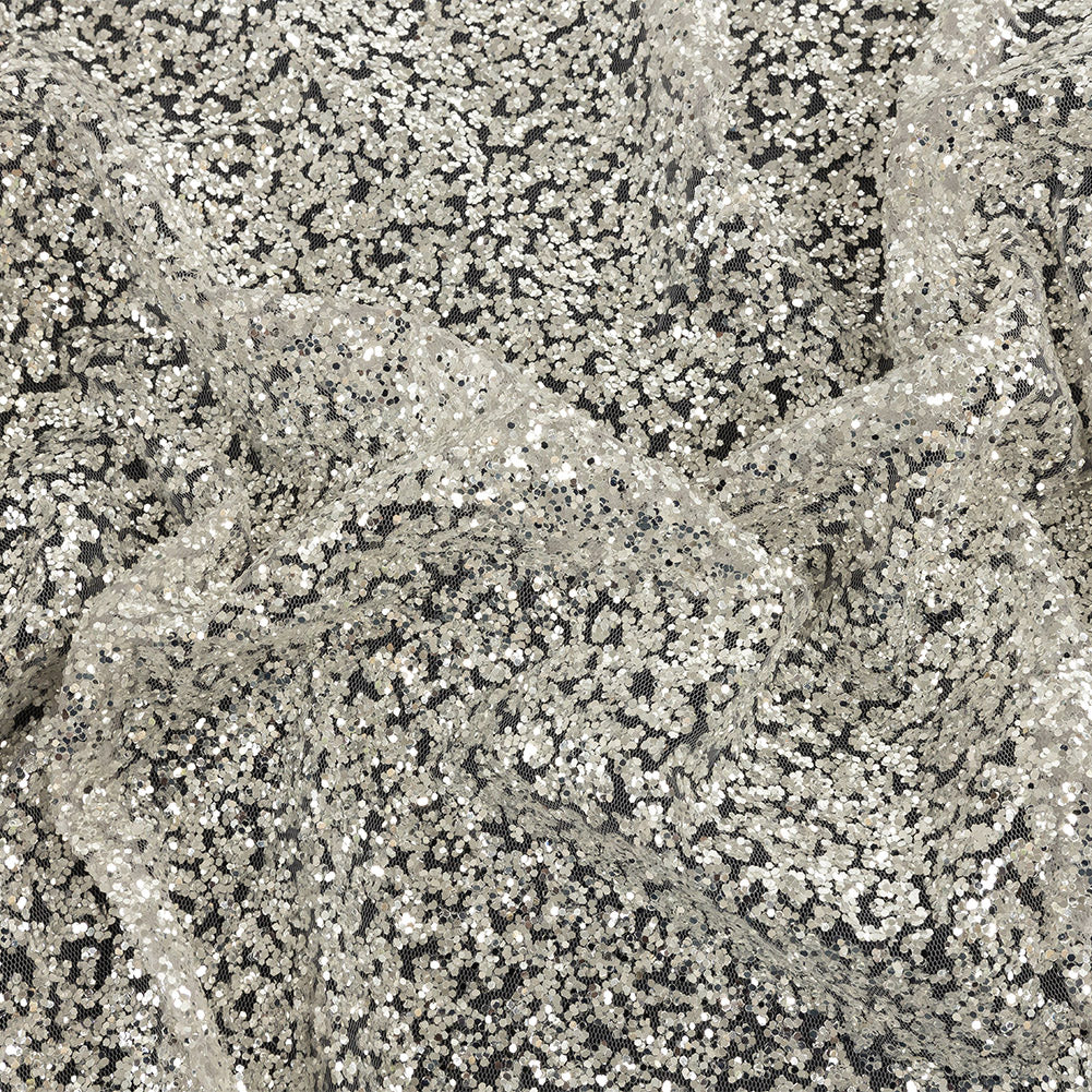 Tulle with Glitter Clusters - Flint Gray with Platinum - Eminence Collection - Joann Fabrics