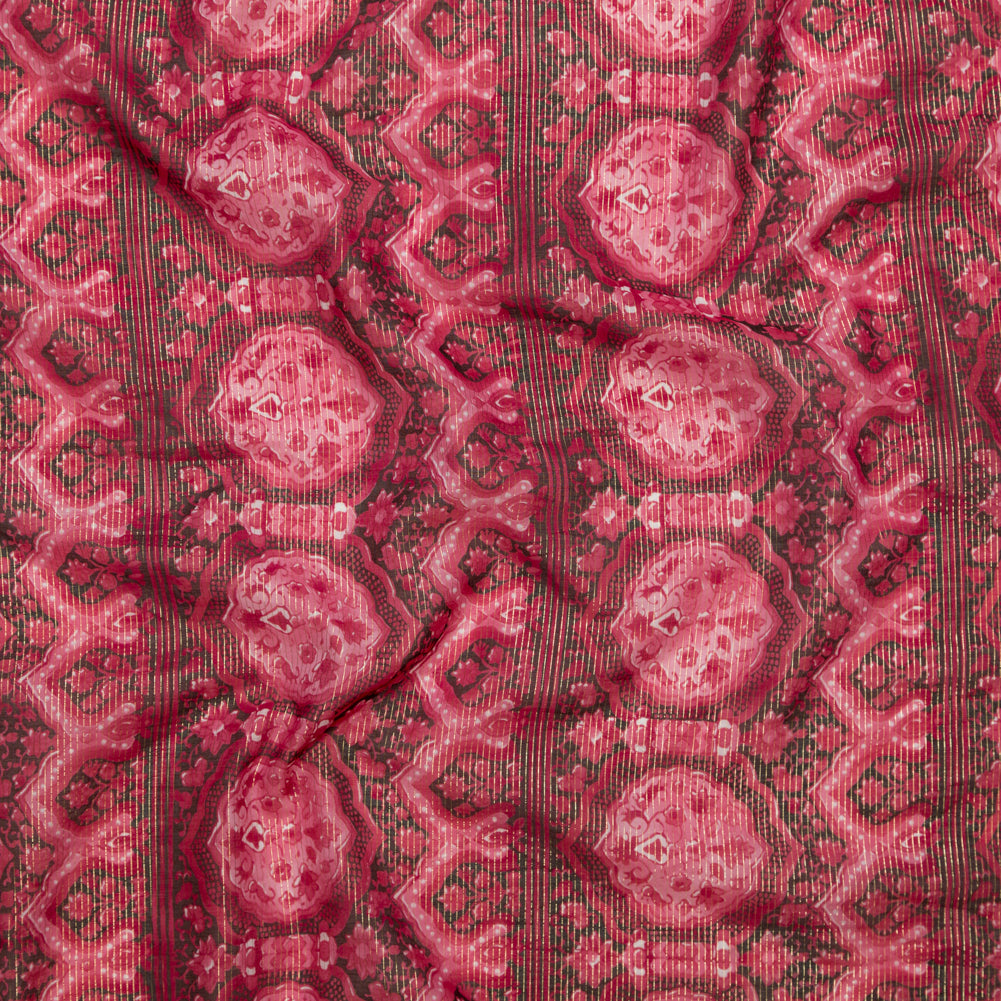 Cardinal Red Damask Cotton Voile with Metallic Gold Stripes - Joann Fabrics