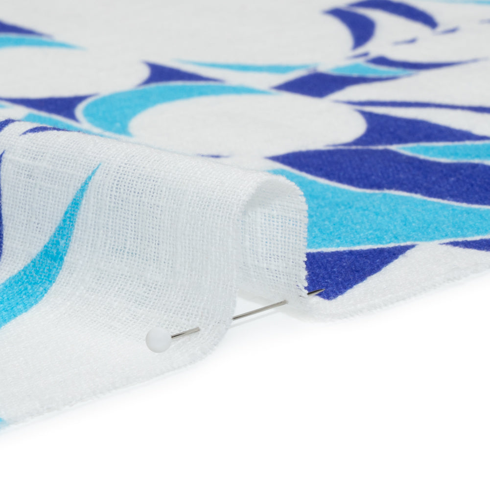 Slubbed Gauzy Cotton Woven Print - Blue and White Abstract - Mood Exclusive Circus of Clouds - Joann Fabrics