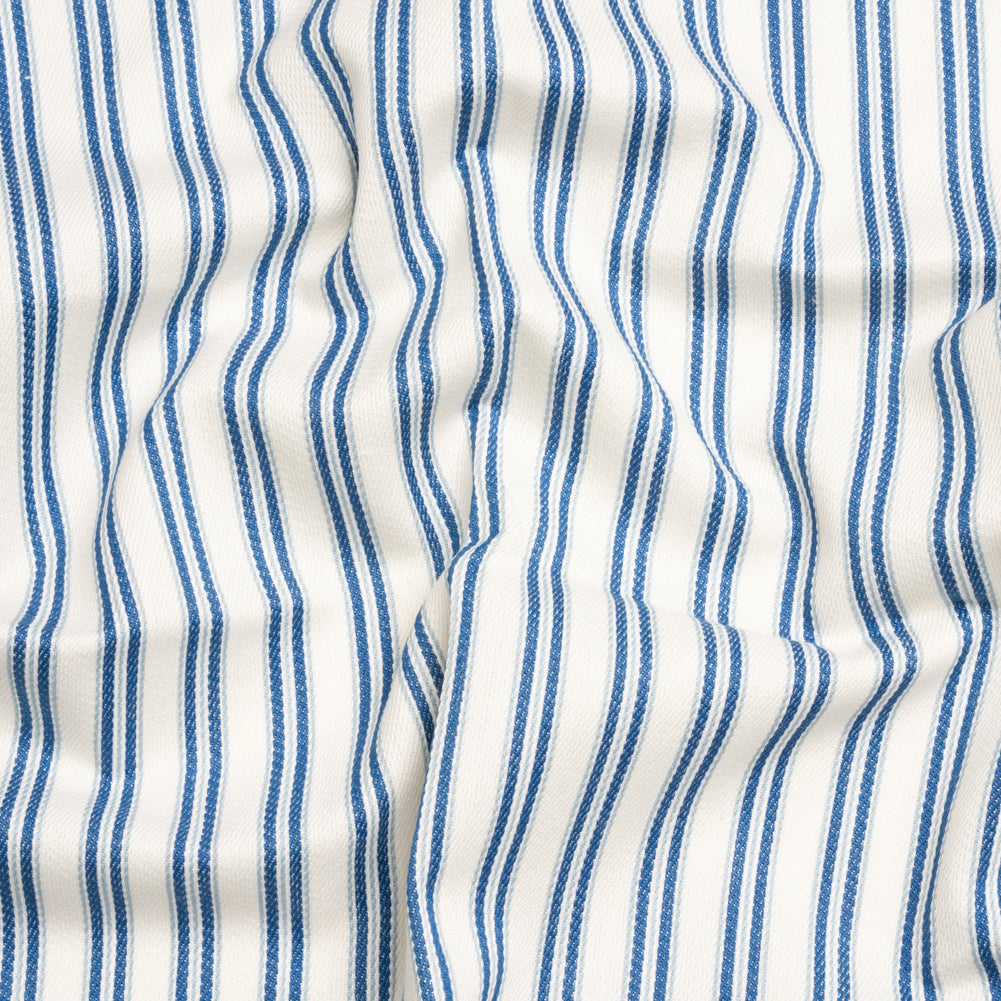 White, Summer Blue and Sky Blue Modern Ticking Stripes Cotton Twill - Joann Fabrics