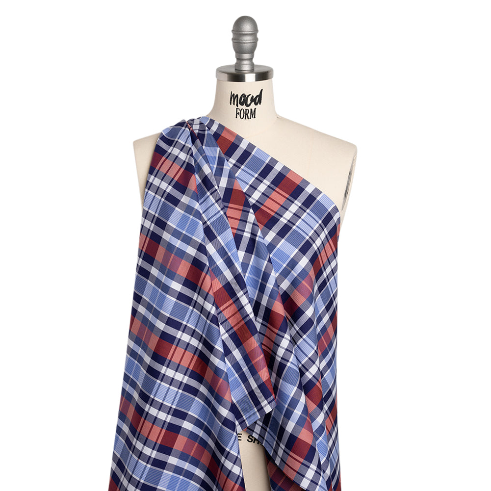 Cotton Twill Shirting - Blue, Red and Navy Plaid - Deadstock - Joann Fabrics