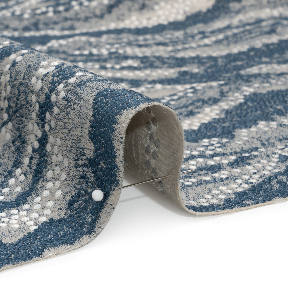 Recycled Polyester Jacquard - Indigo Landscape Spots - British Imported - Joann Fabrics