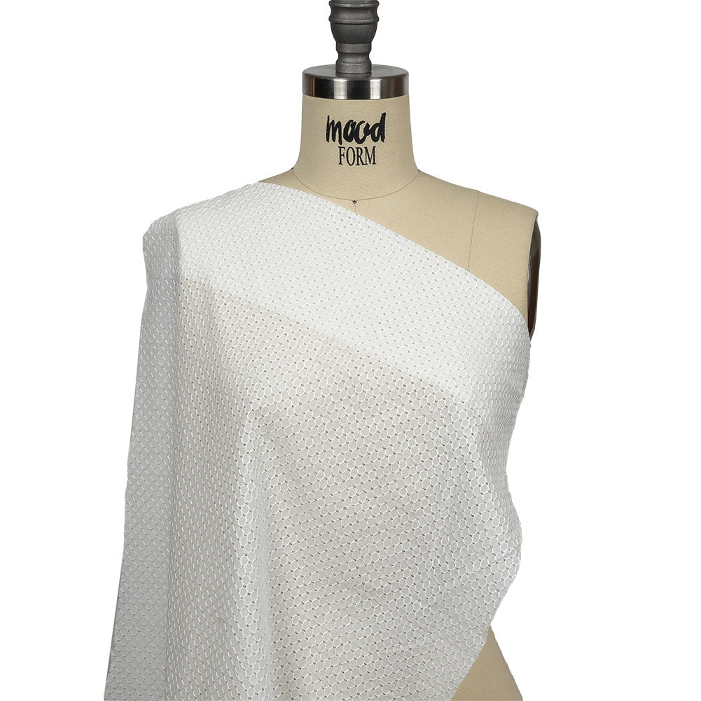 White Diamond Lattice Embroidered Cotton Voile - Joann Fabrics