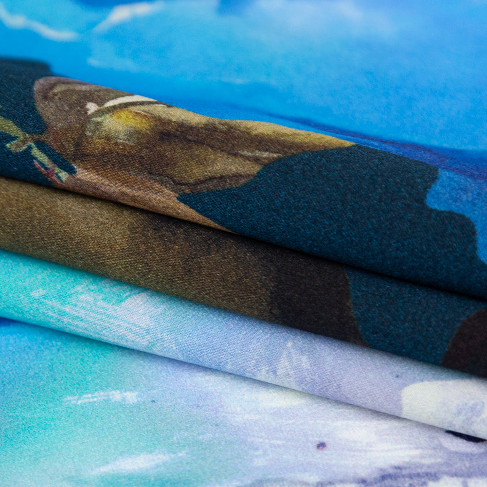 Mood Exclusive Italian Peacoat and Gray Mist Painterly Floral Digitally Printed Silk Charmeuse - Joann Fabrics