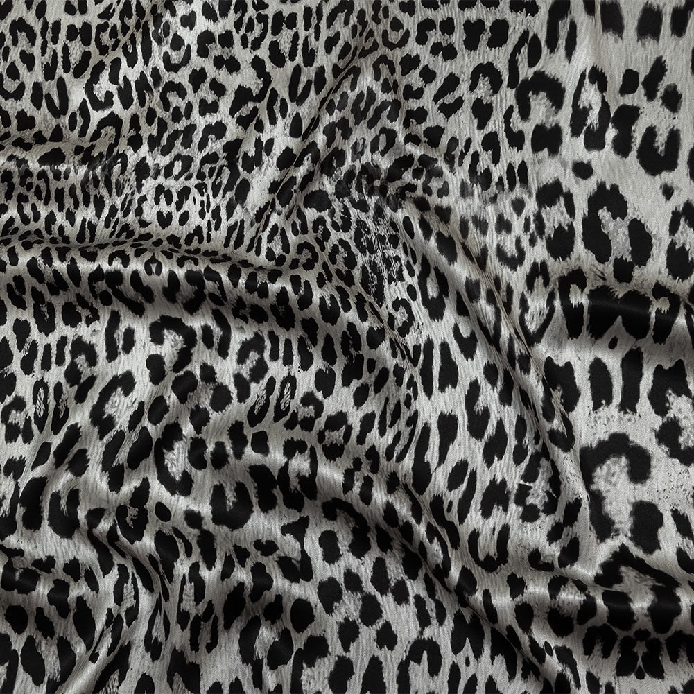 Mood Exclusive Italian White and Black Leopard Silk Charmeuse Panel - Joann Fabrics