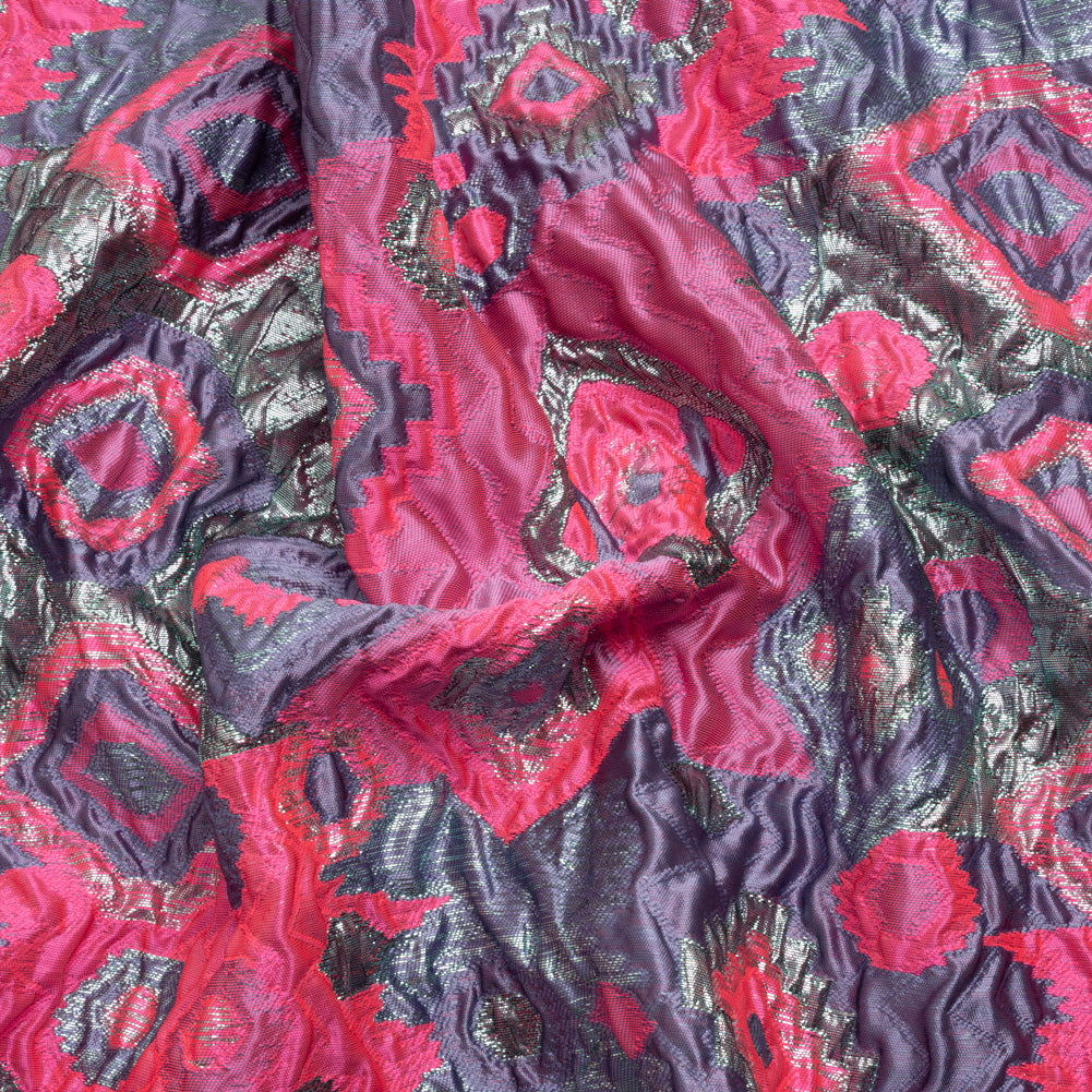 Metallic Silver, Hot Pink and Lavender Diamond Skies Luxury Brocade - Joann Fabrics