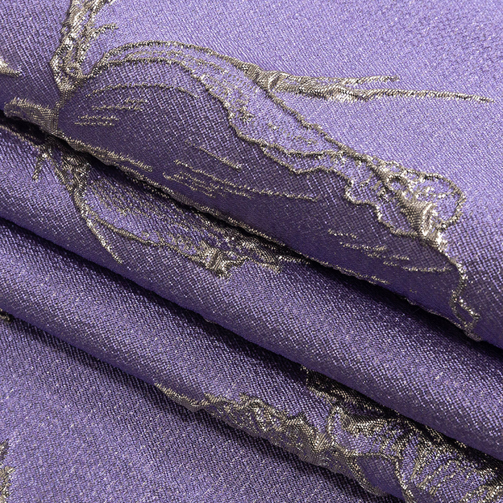 Metallic Gunmetal and Lavender Floral Luxury Brocade - Joann Fabrics