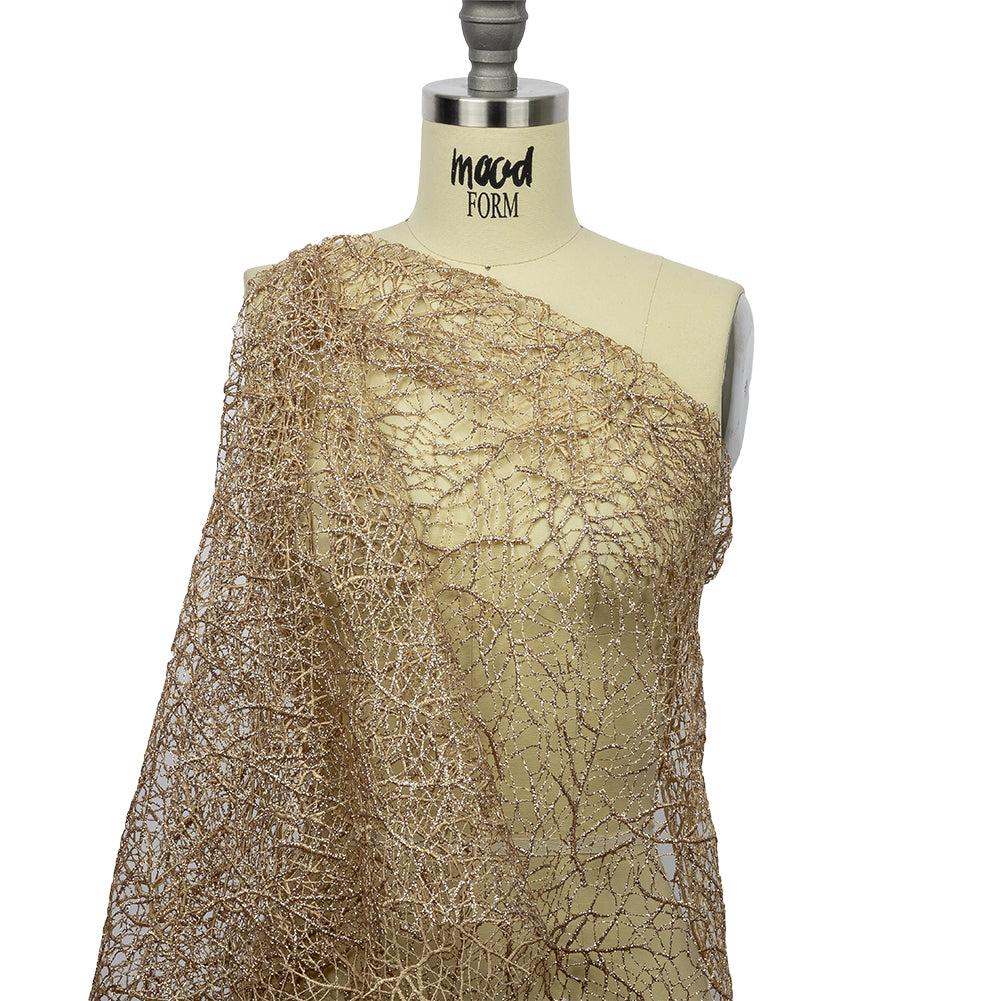 Guipure Lace with Glitter - Warm Beige Webbed Branches - Joann Fabrics