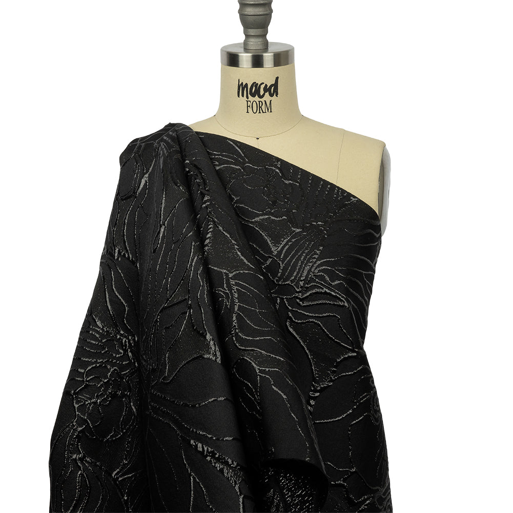 Metallic Black Outlined Florals Luxury Brocade - Joann Fabrics