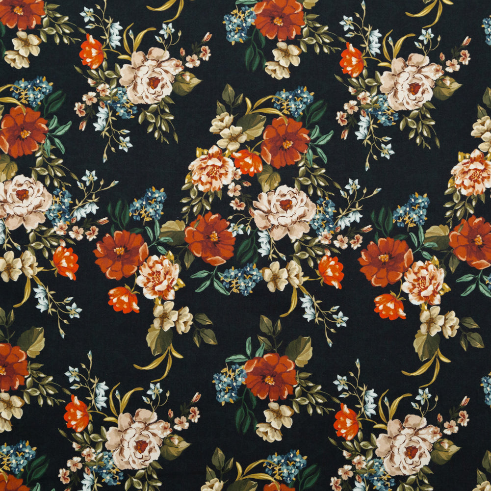 Stretch Cotton Sateen - Black and Red Floral - Garden of Eden Print - Mood Exclusive Harvest Collection - Joann Fabrics