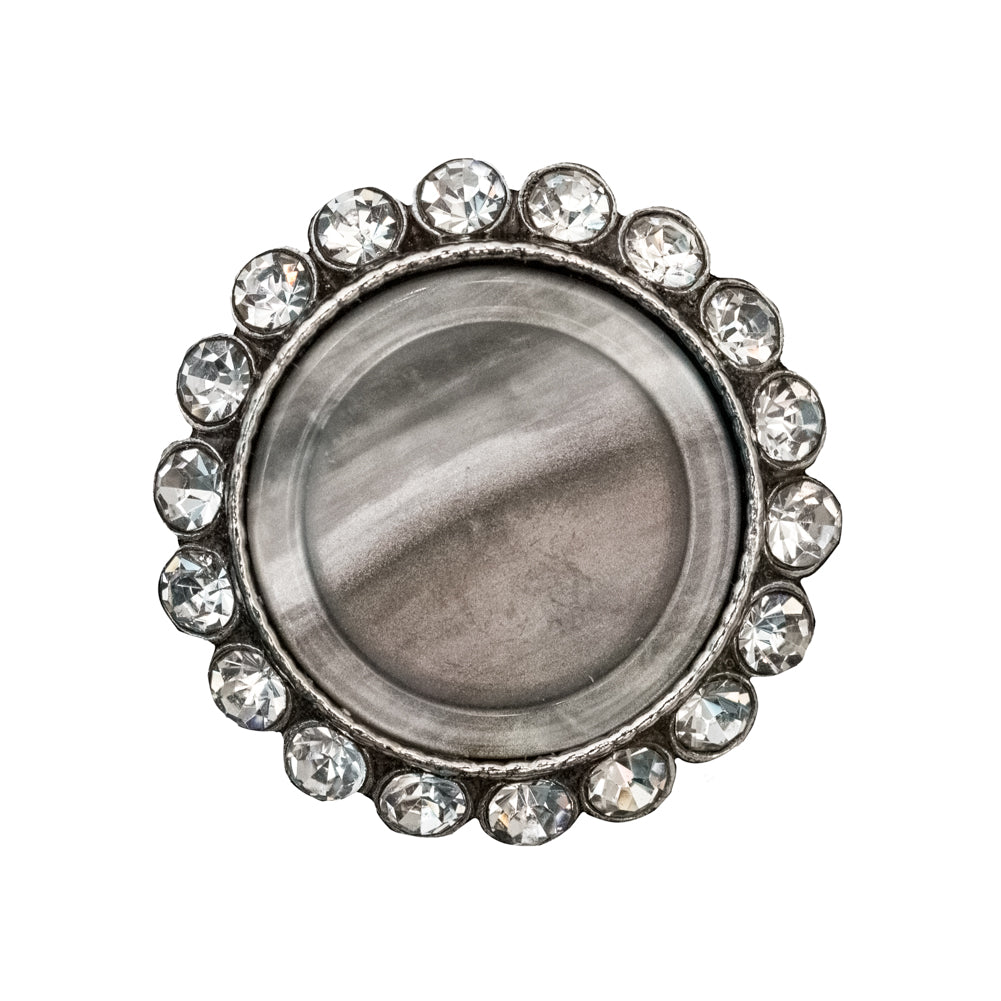 Italian Silver Metal, Crystal Rhinestones and Rabbit Shell Shank Button - 40L/25.5mm - Joann Fabrics