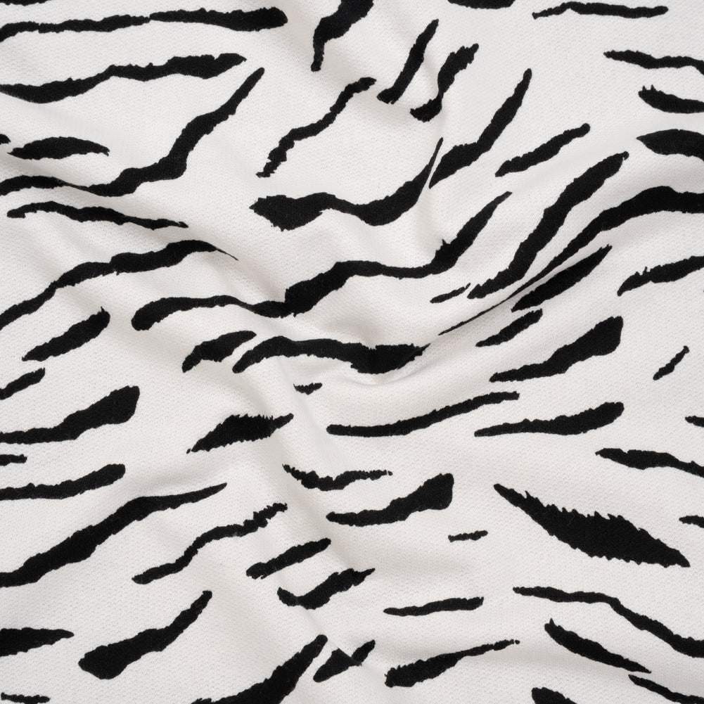 Cotton Brushed French Terry Sweatshirt Fleece - Black and White Zebra Stripes - Deadstock - Joann Fabrics