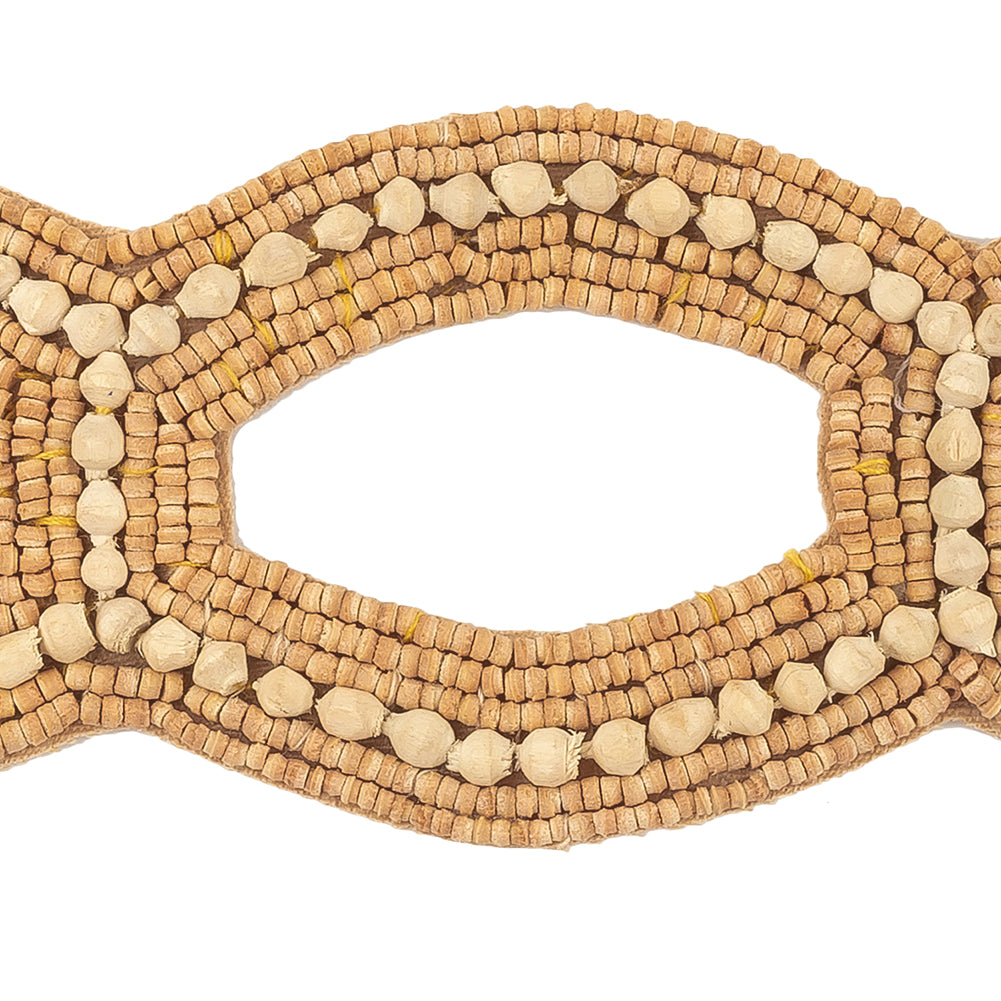 Vintage Light and Natural Figure Eight Wood Beaded Applique - 9.625