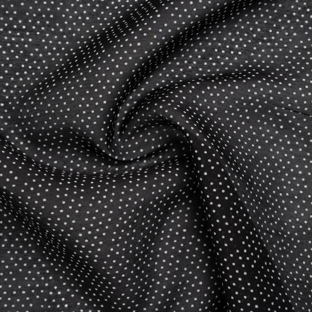 Silk and Cotton Voile Print - Black and White Polka Dot Diamonds - Deadstock - Joann Fabrics