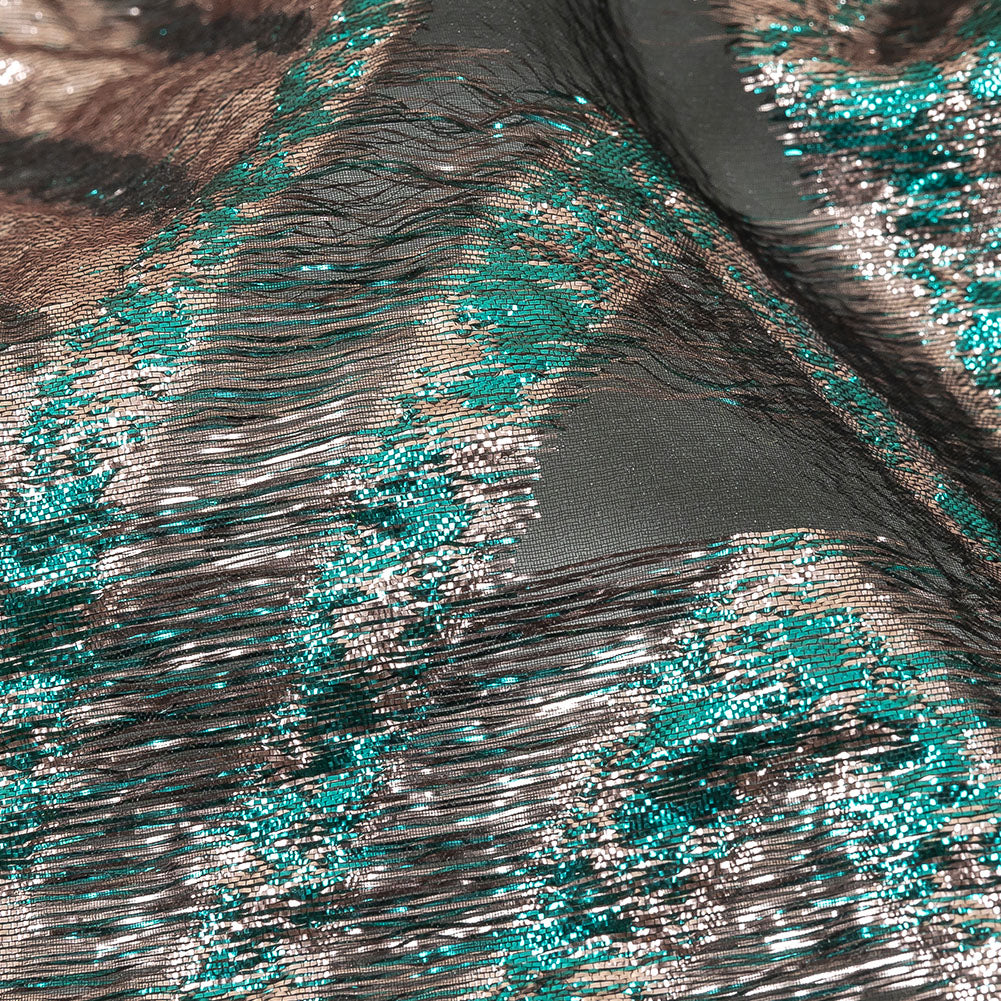 Metallic Teal and Pale Pink Abstract Sheer Luxury Burnout Brocade - Joann Fabrics