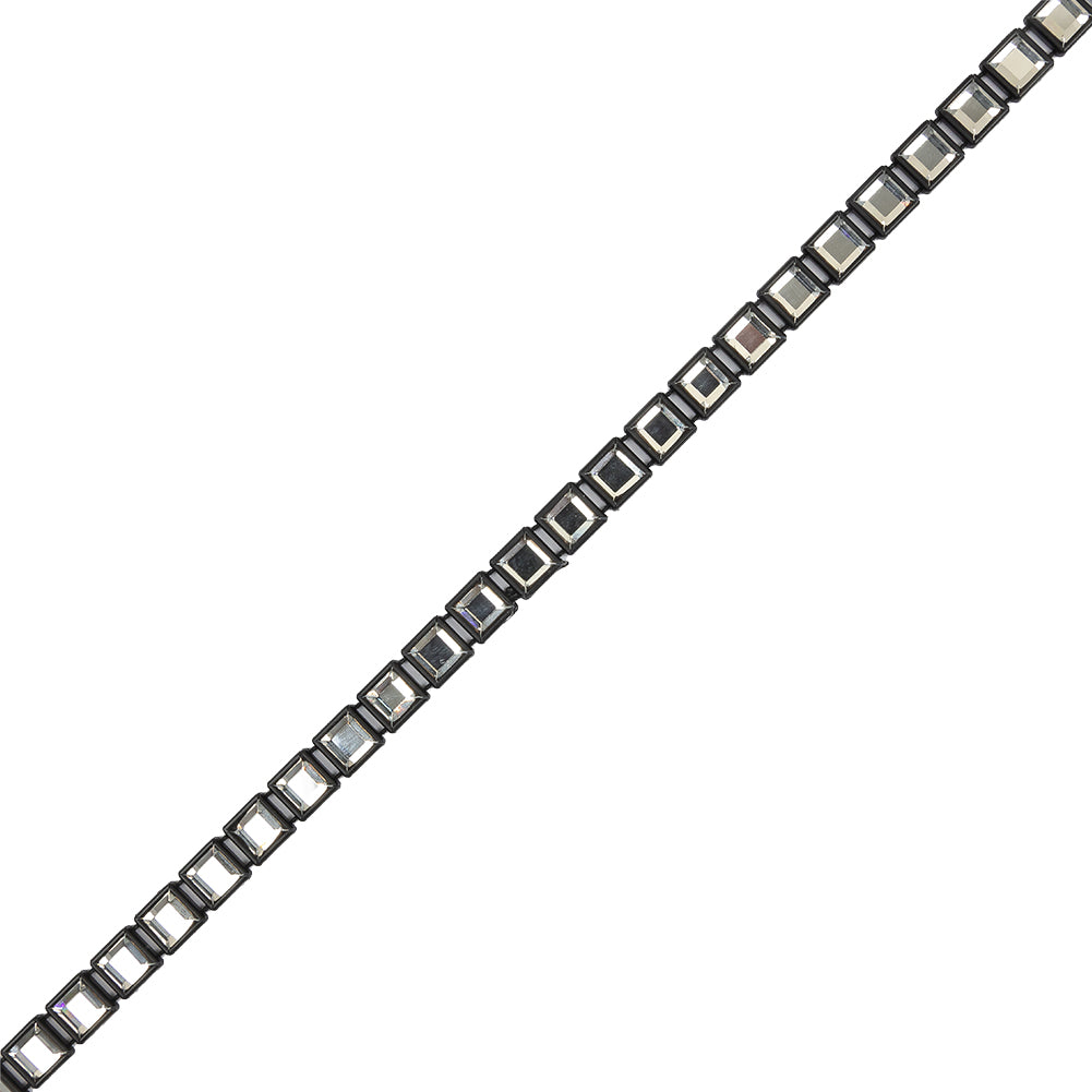 Vintage Crystal and Black Square Rhinestone Trimming - 0.25