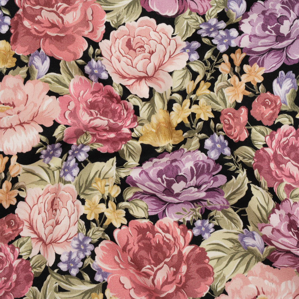 Brushed Cotton Woven - Rose Pink, Purple and Black Blooming Flowers - Mood Exclusive Tender Bloom Print - Joann Fabrics