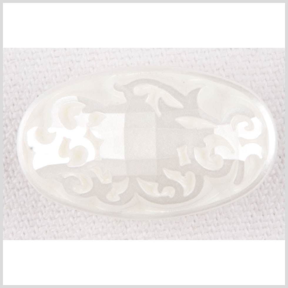 Oval-Shaped Plastic Shank Back Button - 40L/25.5mm - Pearly Off White Ornate Engravings - Joann Fabrics