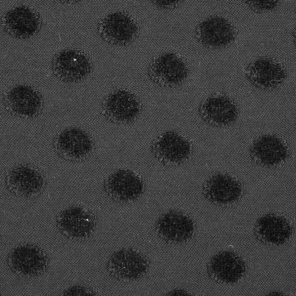 Black Knit Twill with Flocked Polka Dots - Joann Fabrics