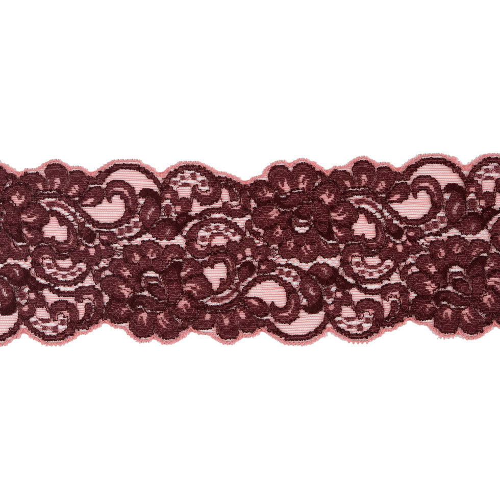 Deco Rose and Peony Stretch Lace Trimming - 3.5