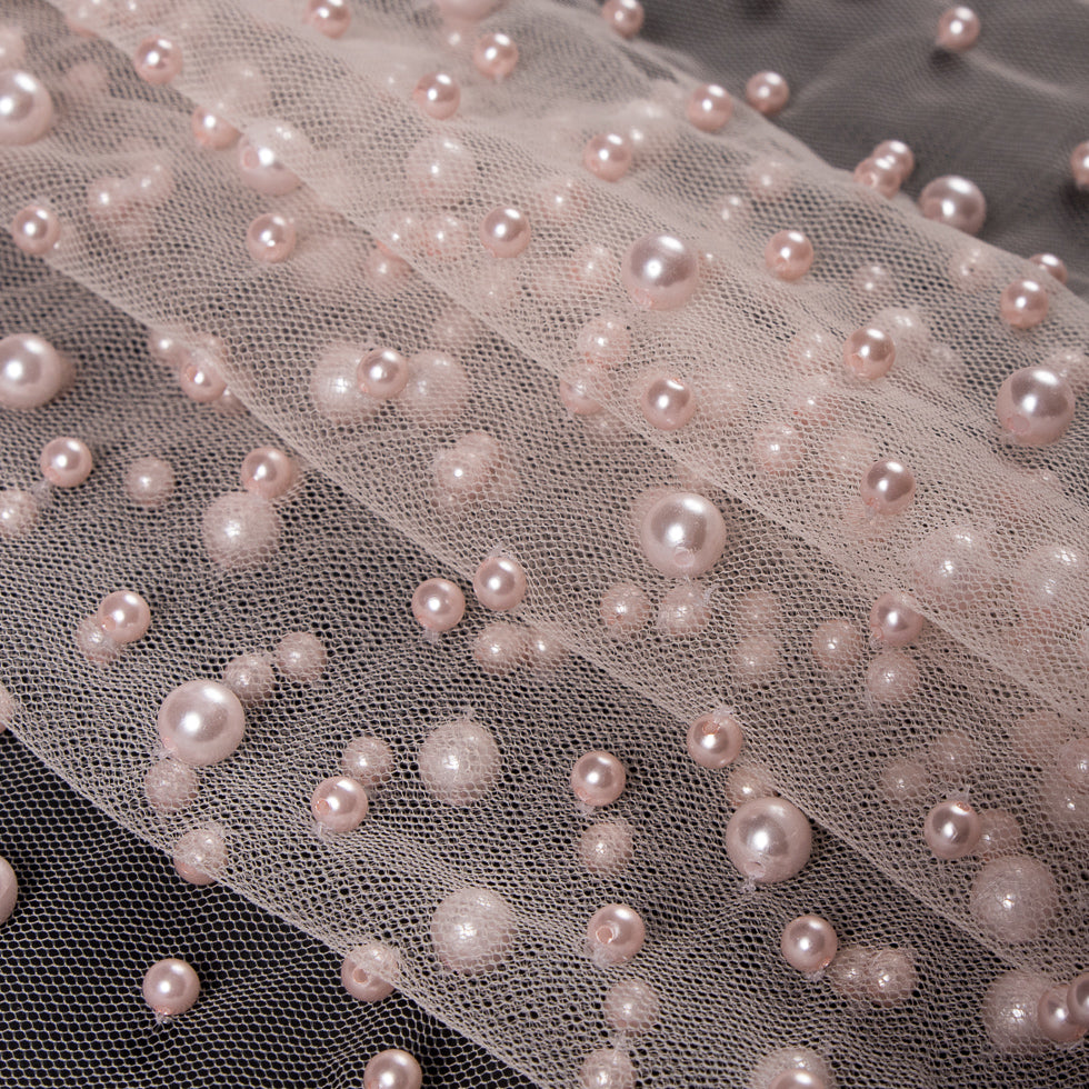 Mesh Lace with Pearl Beads - Cradle Pink - Joann Fabrics
