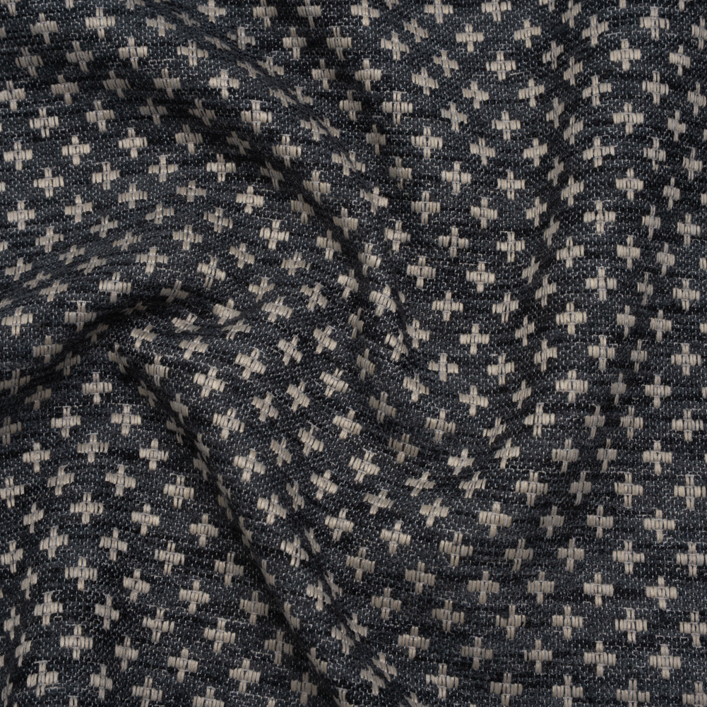 Polyester Boucle Home Decor Jacquard - Ink Plus Signs - British Imported - Joann Fabrics