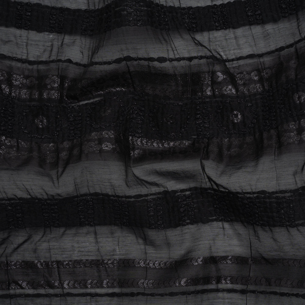 Textured Burnout Brocade - Metallic Black Circles and Stripes - Deadstock - Joann Fabrics