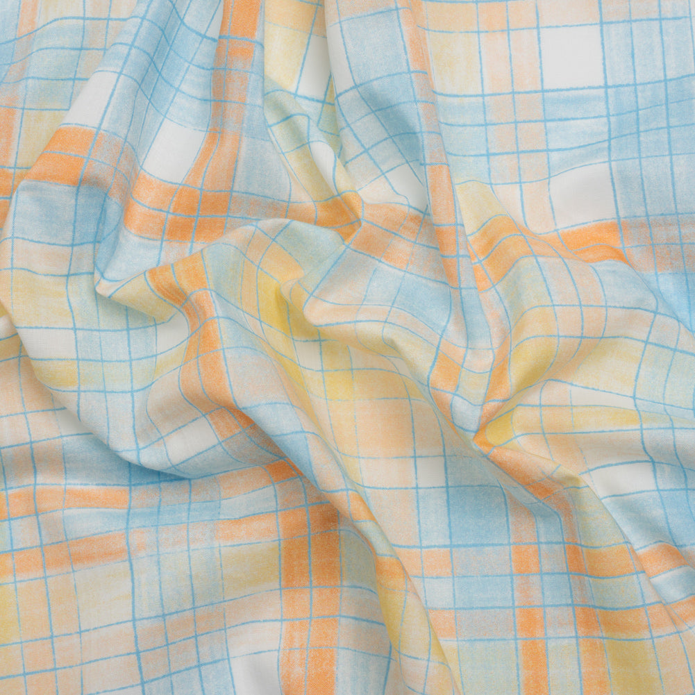 Cotton Voile Print - Blue and Orange Plaid - Mood Exclusive Chalkboard Curious - Joann Fabrics
