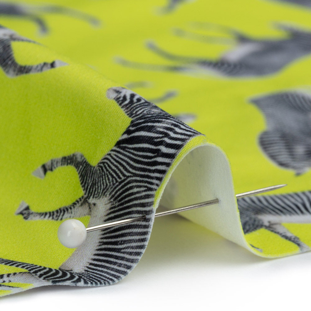 Compression Swimwear Tricot, UV Protective with Aloe Vera Microcapsules - Neon Lemon Zebras - Caye Collection - Joann Fabrics