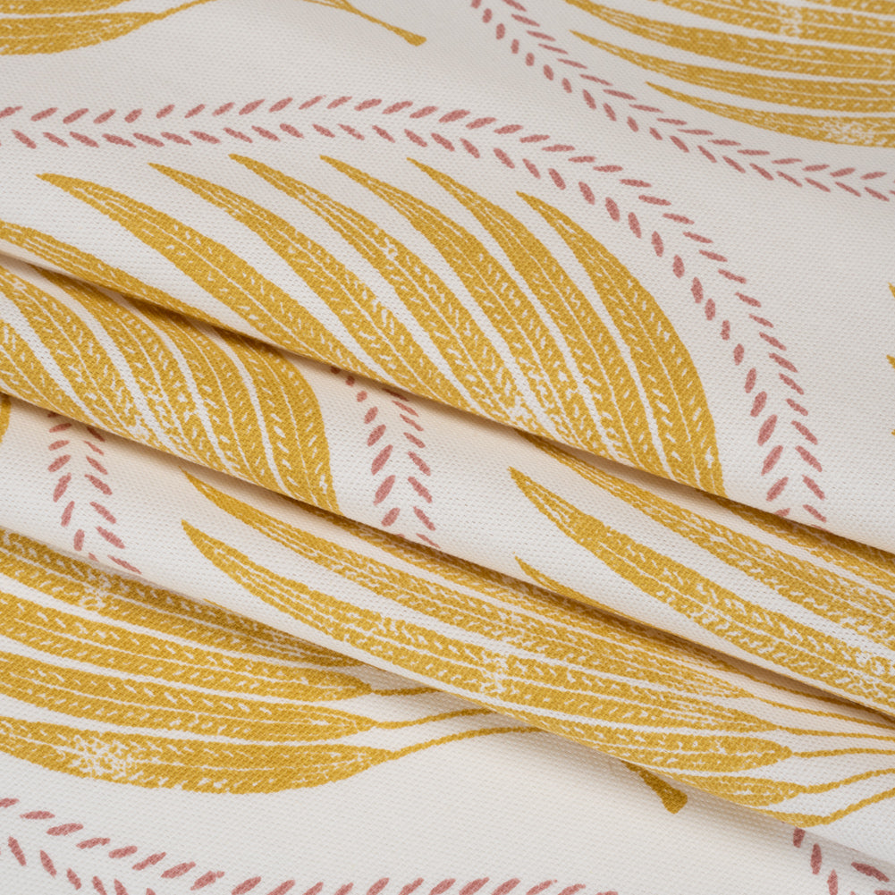 Cotton Canvas Print - Marigold Palm Leaf Ogee - British Imported - Joann Fabrics
