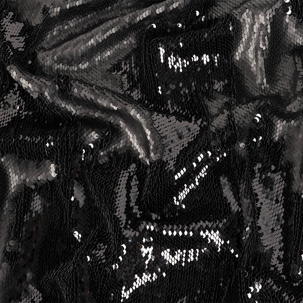 Stretch Rayon Jersey with Two-Tone Paillette Sequins - Iced Pewter and Nebulosity on Black - Nyla Collection - Joann Fabrics