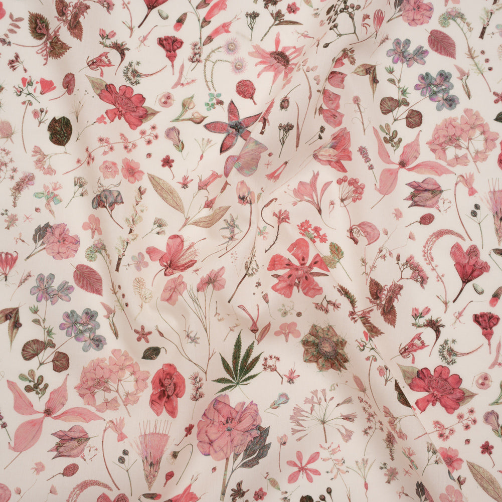 Liberty Fabrics Tana Lawn® - Floral Eve Pink - Baby Pink and Light Green Scattered Plants and Flowers - Joann Fabrics
