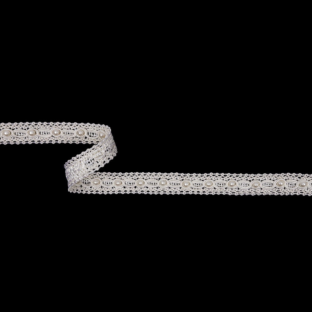Vintage Pearl Gimp Braided Trim with Pearl Accents - 0.625