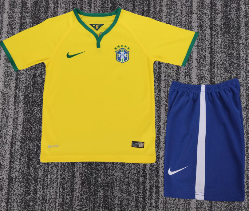 2014 Retro Brazil Home Football Jersey 1:1 Thai Quality Kids Size