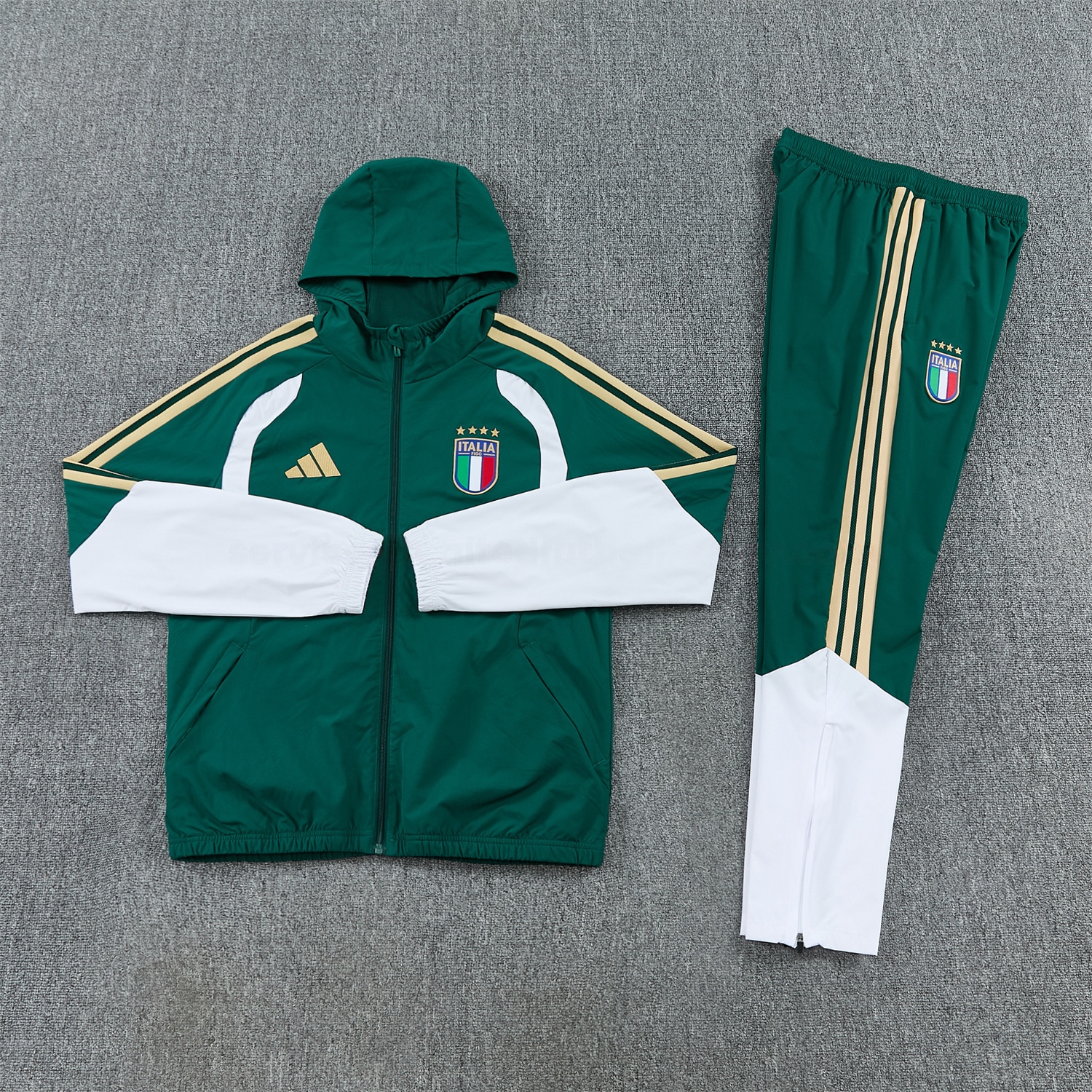 Italy 2026 Hooded Windbreaker Training Set - Green Top & Pants - UnitedFutballJersey