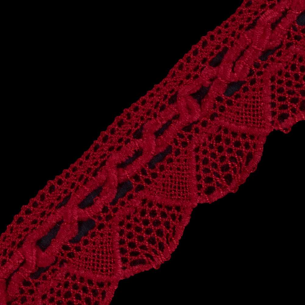 Red Crochet Chenille Trim - 1.5