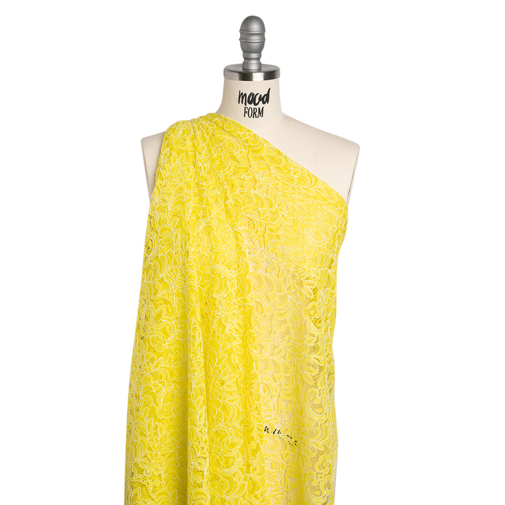 Corded Lace with Scalloped Finished Edges - Yellow and Ivory Leafy Vines and Flowers - Joann Fabrics