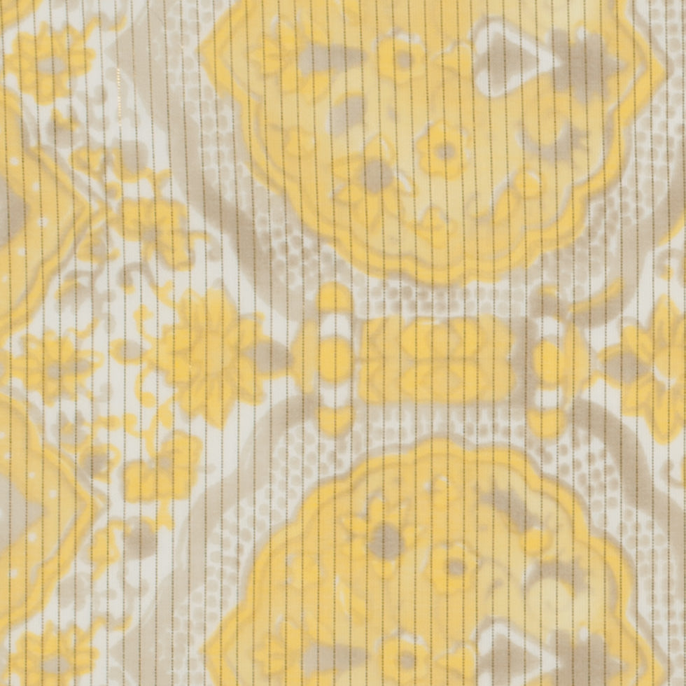 Metallic Gold/Maize Striped Floral Silk-Cotton Voile - Joann Fabrics