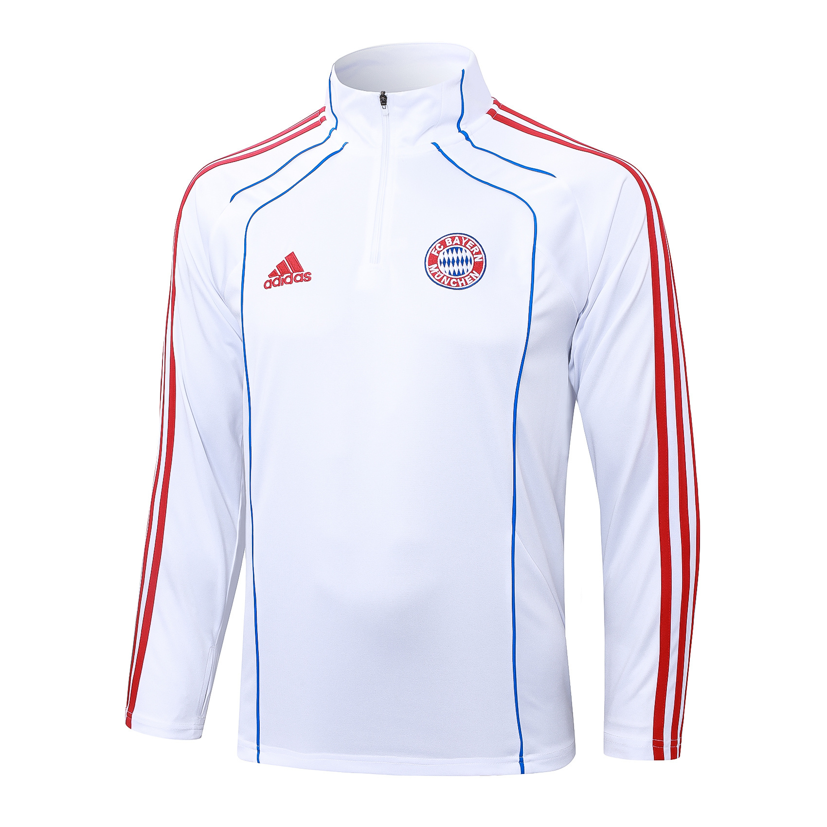 2025/2026 Bayern Munich Half-Pull Training Suit White Retro Style Football Shirt 1:1 Thai Quality Set