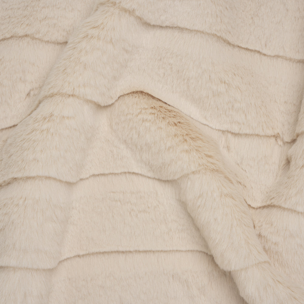 Plush Medium Pile Recycled Polyester Faux Fur with Cut Stripes - Ecru - Joann Fabrics